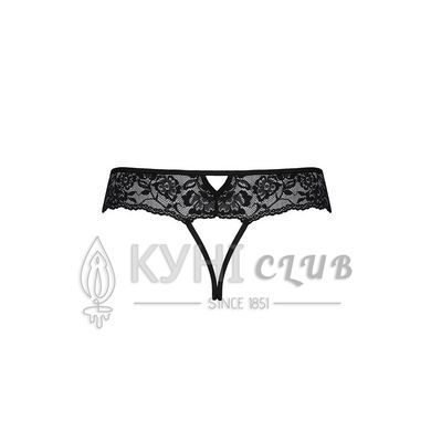 Кружевные стринги с доступом Senia Thong black L/XL - Passion 102965 фото