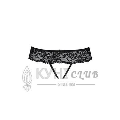 Кружевные стринги с доступом Senia Thong black L/XL - Passion 102965 фото