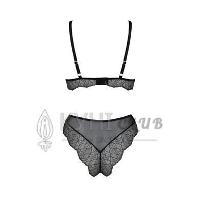Комплект білизни Passion AMBERLY SET 4XL/5XL black, ліф, трусики бразиліана, люрексова нитка 104967 фото