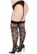 Чулки Leg Avenue Wild rose net thigh highs, 1X/2X, черные, широкая резинка, рисунок-розы 110076 фото 4