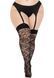 Чулки Leg Avenue Wild rose net thigh highs, 1X/2X, черные, широкая резинка, рисунок-розы 110076 фото 3