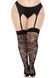 Чулки Leg Avenue Wild rose net thigh highs, 1X/2X, черные, широкая резинка, рисунок-розы 110076 фото 1