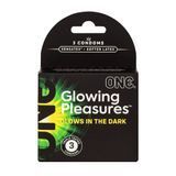 Презервативы ONE Glowing Pleasures, 3 шт, светятся в темноте, со смазкой, картонная упаковка 109836 фото