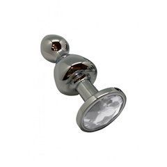 Металева анальна пробка Wooomy Lollypop Double Ball Metal Plug M, діаметр 3,1 см, довжина 9,4 см 105398 фото