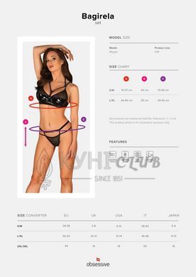 Эротический комплект под латекс со стрепами Obsessive Bagirela 2-pcs set L/XL, черный, под леопард, 105204 фото