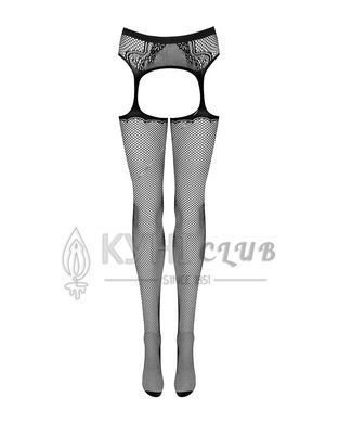 Сітчасті панчохи-стокінги з візерунком на сідницях Obsessive Garter stockings S232 S/M/L, чорні, імі 105253 фото