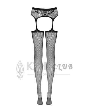Сітчасті панчохи-стокінги з візерунком на сідницях Obsessive Garter stockings S232 S/M/L, чорні, імі 105253 фото