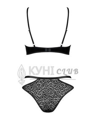 Эротический комплект под латекс со стрепами Obsessive Bagirela 2-pcs set L/XL, черный, под леопард, 105204 фото