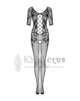 Сітчастий бодістокінг з квітковим малюнком Obsessive Bodystocking F238 S/M/L, black, з доступом, імі 105669 фото