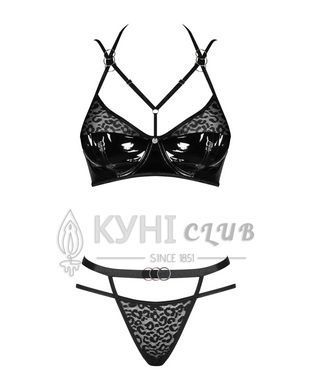Эротический комплект под латекс со стрепами Obsessive Bagirela 2-pcs set L/XL, черный, под леопард, 105204 фото