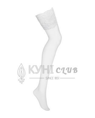 Чулки под пояс с широким кружевом Obsessive 810-STO-2 stockings L/XL, белые 105152 фото