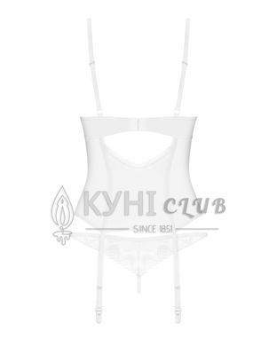 Корсет Obsessive Alissium corset&thong, M/L гнучкі кісточки, відкрита спина, стрінги в комплекті 109656 фото