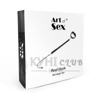 Анальный крюк 4 с ошейником из натуральной кожи Art of Sex - Anal hook, Черный 105769 фото