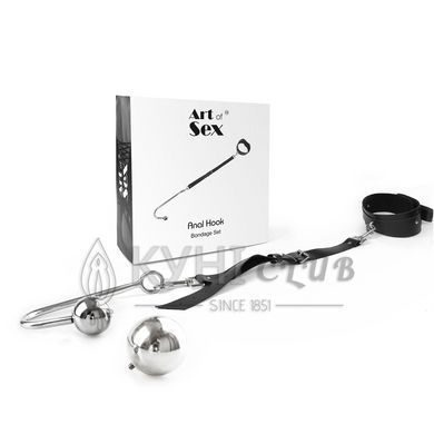 Анальный крюк 4 с ошейником из натуральной кожи Art of Sex - Anal hook, Черный 105769 фото