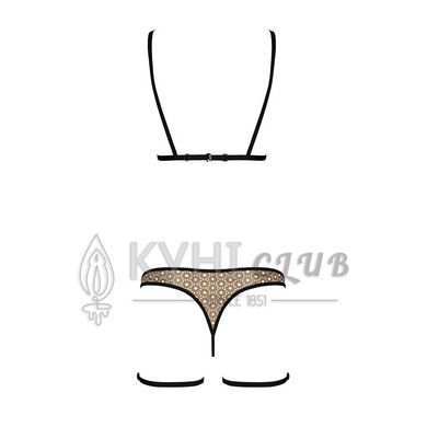 Еротичний комплект спідньої білизни Passion GABI SET L/XL beige, трусики з гартерами 106306 фото