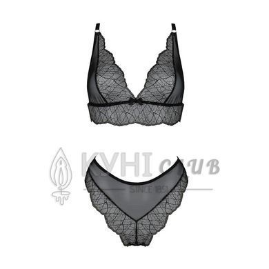 Комплект білизни Passion AMBERLY SET 6XL/7XL black, ліф, трусики бразиліана, люрексова нитка 104968 фото