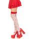 Панчохи Leg Avenue Polka Dot Mushroom Thigh Highs, One Size, біло-червоні, на резинці, малюнок &mdash; гри 110077 фото 4