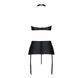 Комплект из экокожи Passion NANCY SET 6XL/7XL black, имитация шнуровки, топ, пояс для чулок 105028 фото 4