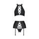 Комплект из экокожи Passion NANCY SET 6XL/7XL black, имитация шнуровки, топ, пояс для чулок 105028 фото 3