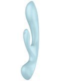 Двухсторонний вибратор-кролик Satisfyer Triple Oh Light Blue, 3 мотора, рукоятка-массажер 105757 фото