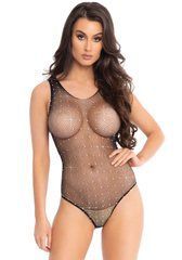 Leg Avenue Rhinestone fishnet bodysuit OS Black 105871 фото