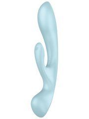 Двосторонній вібратор-кролик Satisfyer Triple Oh Light Blue, 3 мотори, руків&rsquo;я-масажер 105757 фото