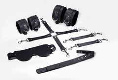 Набор для БДСМ 5 в 1 Feral Feelings BDSM Kit 5 Black, наручники, поножи, крестовина, маска, паддл 106248 фото