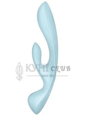 Двосторонній вібратор-кролик Satisfyer Triple Oh Light Blue, 3 мотори, руків&rsquo;я-масажер 105757 фото