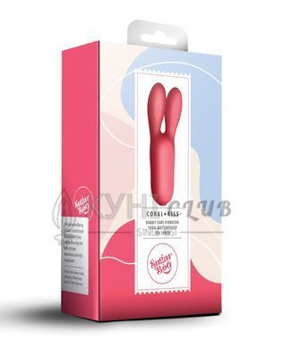 Кліторальний вібратор SugarBoo Coral Kiss з вушками, два мотори, робота від батарейок (у комплекті) 105638 фото