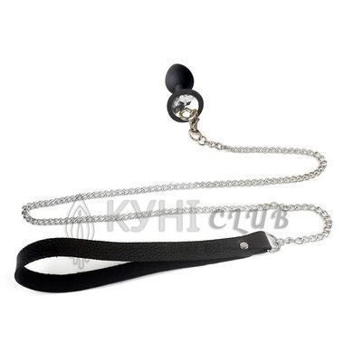 Силиконовая анальная пробка Art of Sex Silicone Anal Plug with Leash size L с поводком Black 104161 фото