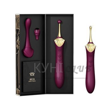 Вагинально-клиторальный вибратор Zalo &mdash; Bess Velvet Purple, мультифункциональный с насадками 104630 фото