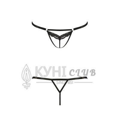 Відверті трусики-стрепи з мереживом Passion Exclusive SOLON THONG XXL/XXXL, black 106357 фото