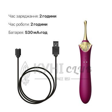 Вагинально-клиторальный вибратор Zalo &mdash; Bess Velvet Purple, мультифункциональный с насадками 104630 фото