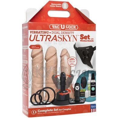 Набір для страпона Doc Johnson Vac-U-Lock VIBRATING Dual Density ULTRASKYN Set: діаметр 3×3,8 см 104882 фото