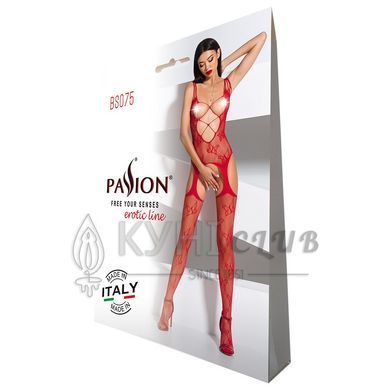 Відвертий бодістокінг з глибоким декольте Passion BS075 red 102143 фото