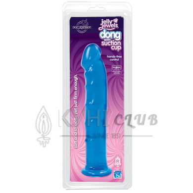 Фаллоимитатор Doc Johnson Jelly Jewels Dong & Suction Cup Blue, диаметр 3,6см, антибактериальный ПВХ 108766 фото
