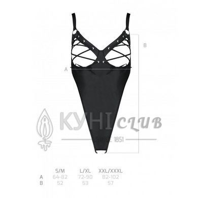 Боді з екошкіри Passion CELINE BODY L/XL, black, з доступом, відкритий 104365 фото