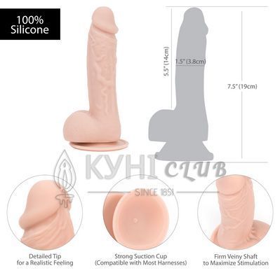 Реалистичный фаллоимитатор на присоске ADDICTION &mdash; Mark 7,5&Prime; Dildo With Balls, Beige 103476 фото