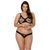 Комплект з екошкіри Passion CELINE BIKINI 6XL/7XL black, відкритий бра, стрінги зі шнурівкою 104970 фото