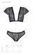 Комплект Passion LEAFA BIKINI black S/M, бюстгальтер-топ з рукавчиками, стрінги-шортики з вирізом 108520 фото 5
