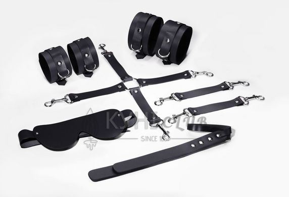 Набор для БДСМ 5 в 1 Feral Feelings BDSM Kit 5 Black, наручники, поножи, крестовина, маска, паддл 106248 фото