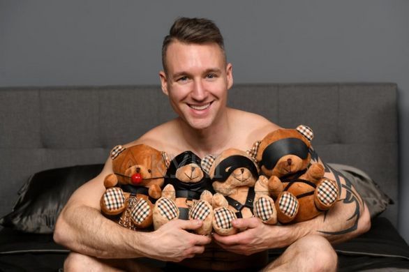 Плюшевый медвежонок ROPE Teddy Bear БДСМ в кожаной маске и обвязке, 22x16x12 см 107834 фото