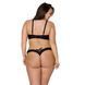Комплект з екошкіри Passion CELINE BIKINI 6XL/7XL black, відкритий бра, стрінги зі шнурівкою 104970 фото 2