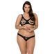 Комплект з екошкіри Passion CELINE BIKINI 6XL/7XL black, відкритий бра, стрінги зі шнурівкою 104970 фото 1