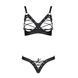Комплект з екошкіри Passion CELINE BIKINI 6XL/7XL black, відкритий бра, стрінги зі шнурівкою 104970 фото 3