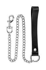 Повідець з натуральної шкіри Fetish Tentation Premium Metal leash with cowhide leather wrist 72 см 110176 фото