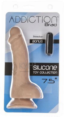 Изогнутый фаллоимитатор на присоске ADDICTION &mdash; BRAD 7,5&Prime; Dildo With Balls, Beige 103477 фото