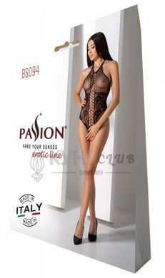Бодистокинг с имитацией корсетной шнуровки Passion BS094 One Size, black, цветочный узор, с доступом 106940 фото