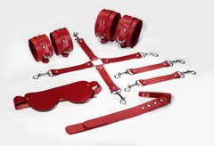 Набір Feral Feelings BDSM Kit 5 Red, наручники, поножі, хрестовина, маска, падл 106249 фото