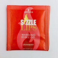 Пробник масажного гелю Sensuva - Sizzle Lips Strawberry (6 мл) 100621 фото
